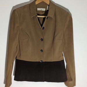 Amanda Smith-Womens two piece outfit, long sleeve coat with skirt w/two slits.